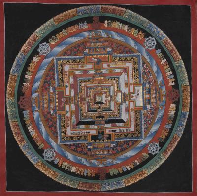 Vintage Kalachakra Mandala | Tibetan Thangka Painting | Vintage Himalayan Art